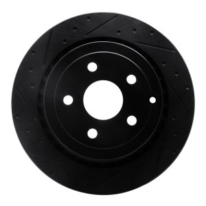 Chevrolet SS Brake Rotor (1) - Rear Left - R1 Concepts - Drilled & Slotted - Black - `08-`17